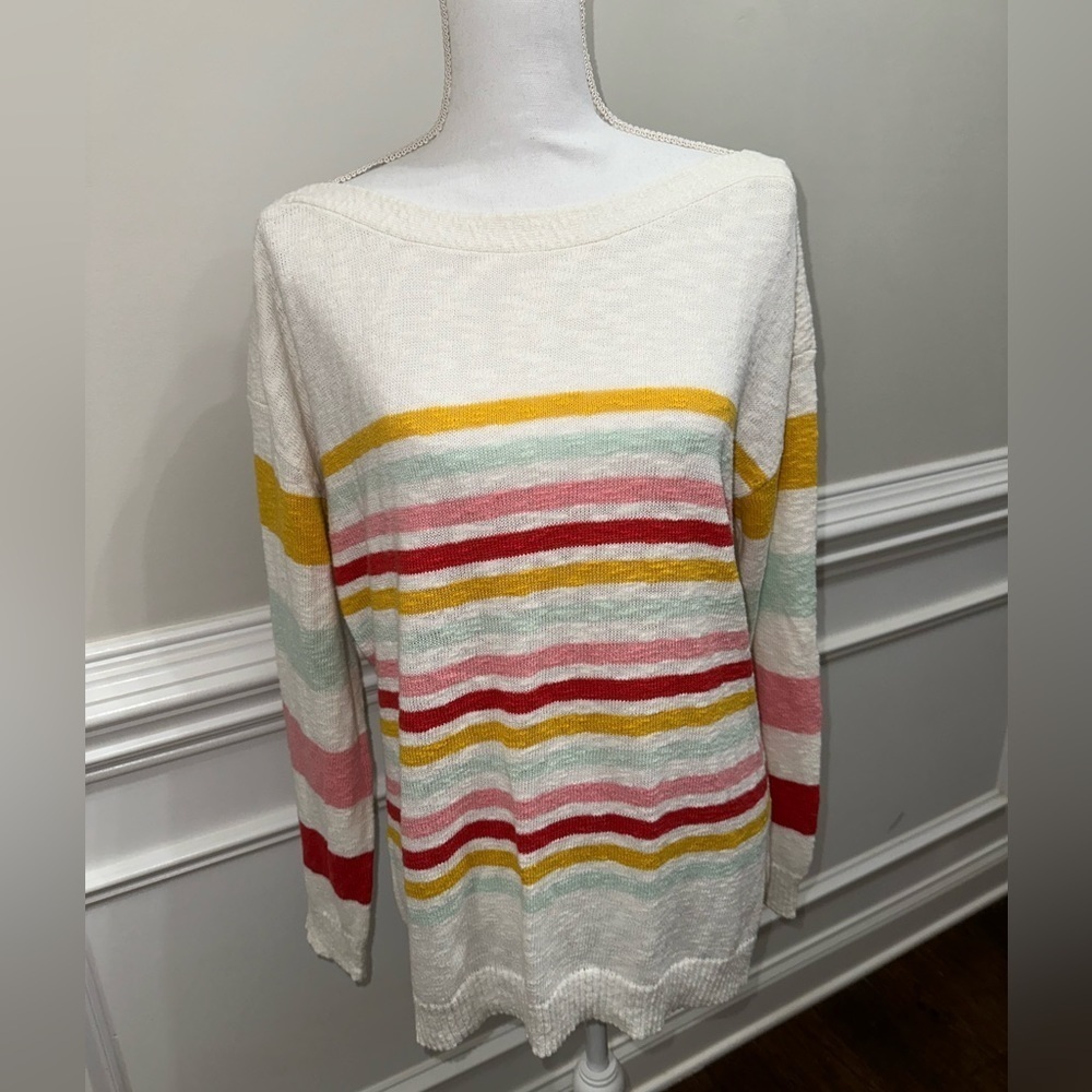 Talbots Rainbow Stripe Cotton Blend Sweater sz XL